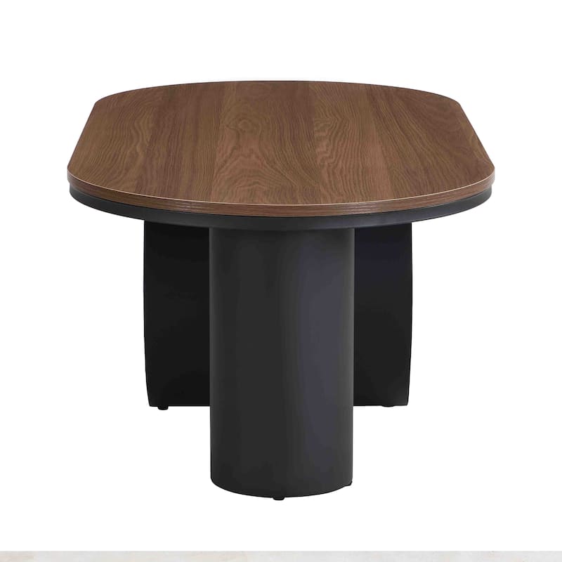 Luxury Industrial Oval Coffee Table, 47.24'' Coffee Table with Storage Drawer, Metal Center Table for Living Room