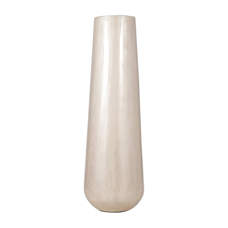 24"Hx8" Diameter, Metal Alabastron Vase in Pearl White Elegant and Decorative Vase for Weddings, Centerpieces, and Home - 8" x 8" x 24" - White