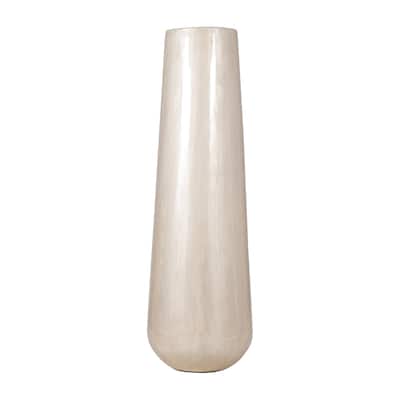 24"Hx8" Diameter, Metal Alabastron Vase in Pearl White Elegant and Decorative Vase for Weddings, Centerpieces, and Home