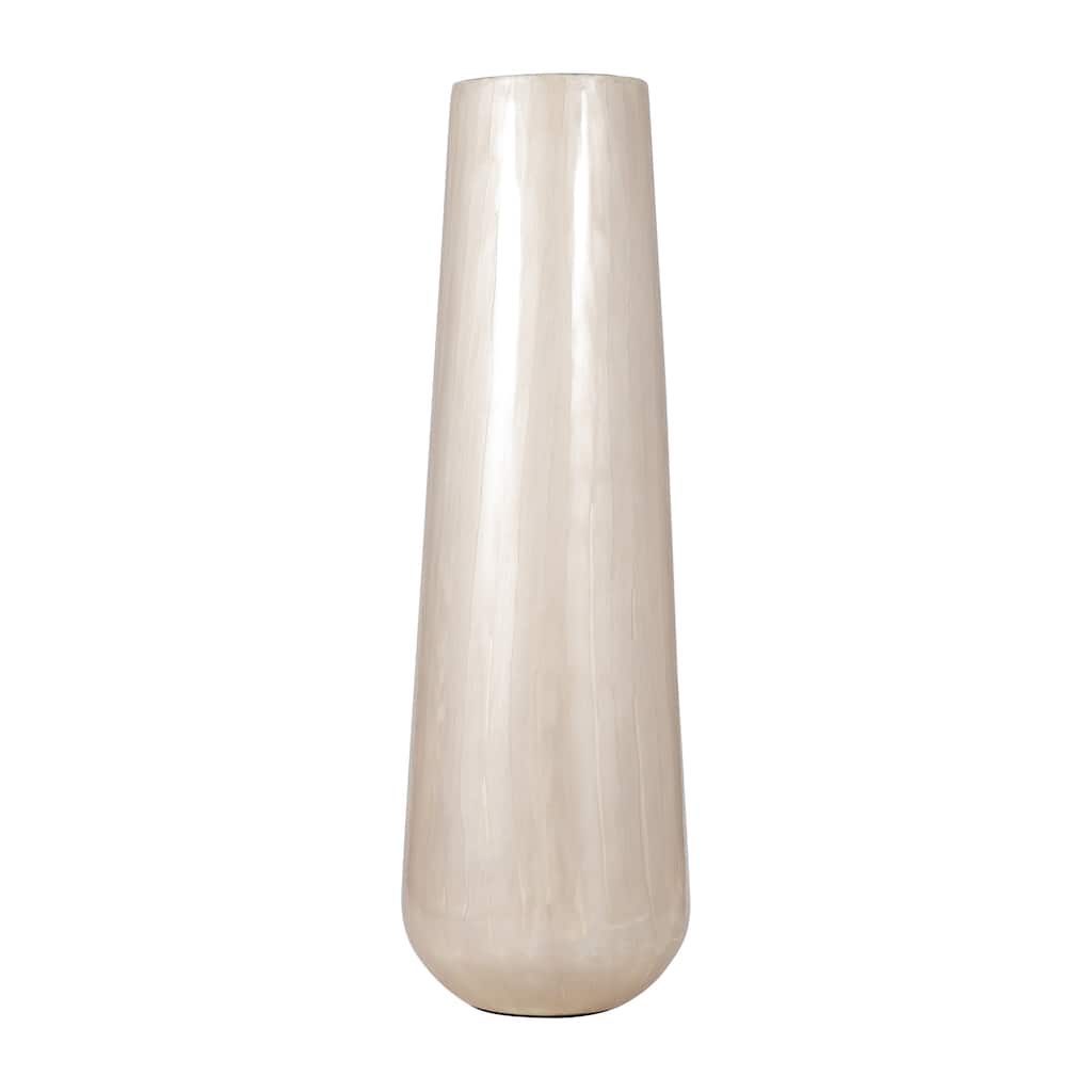24"Hx8" Diameter, Metal Alabastron Vase in Pearl White Elegant and Decorative Vase for Weddings, Centerpieces, and Home