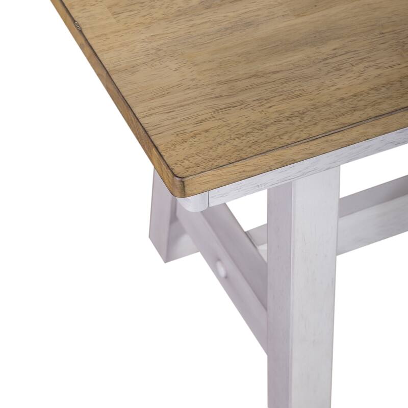 Lindsey Farm Weathered White & Sandstone 6 Piece Trestle Table Set
