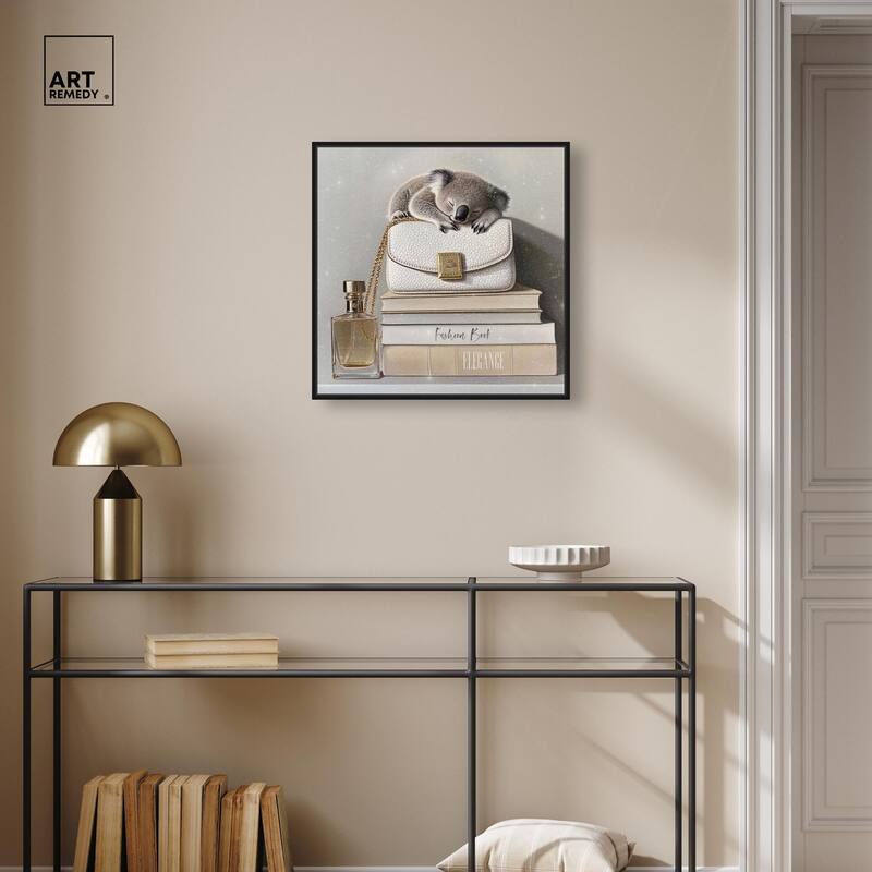 Koala on Fashion Books Canvas by Art Remedy