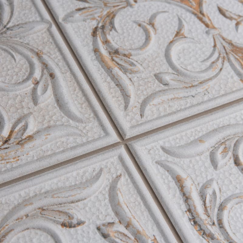 Merola Tile Antigua Lis White 13" x 13" Porcelain Wall Tile