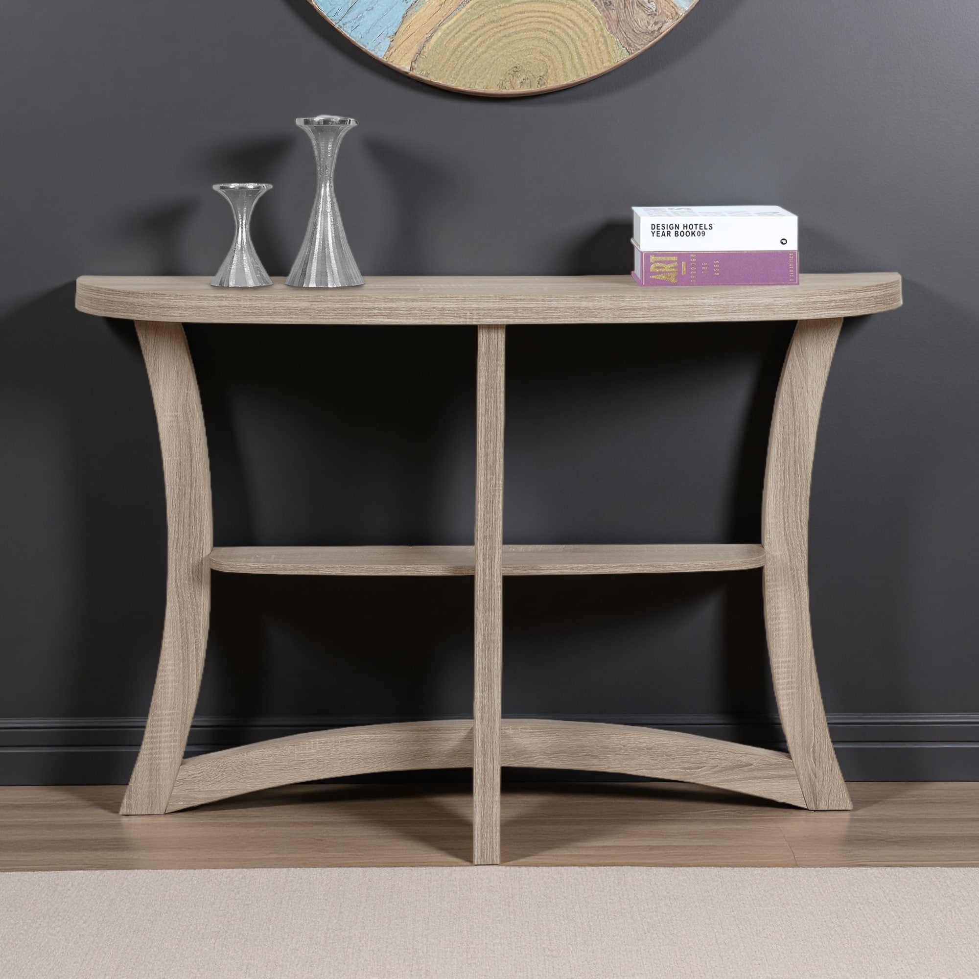 47.3" Laminate Half-Moon Console Table with 2 Tiers