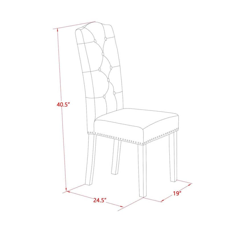 Parson Dining Chair Set of 2 - Modern Upholstered Accent Chair - Dark Khaki Fabric