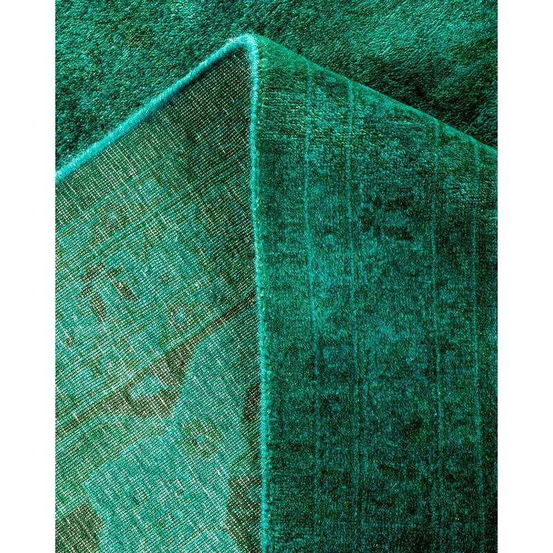 Overton Hand Knotted Wool Vintage Inspired Modern Contemporary Overdyed Green Area Rug - 8' 4" x 10' 6"