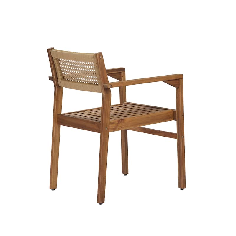 Christopher Knight Home - Modern Outdoor & Indoor Acacia Wood Dining Chairs Set with Wicker Backrest and Armrests