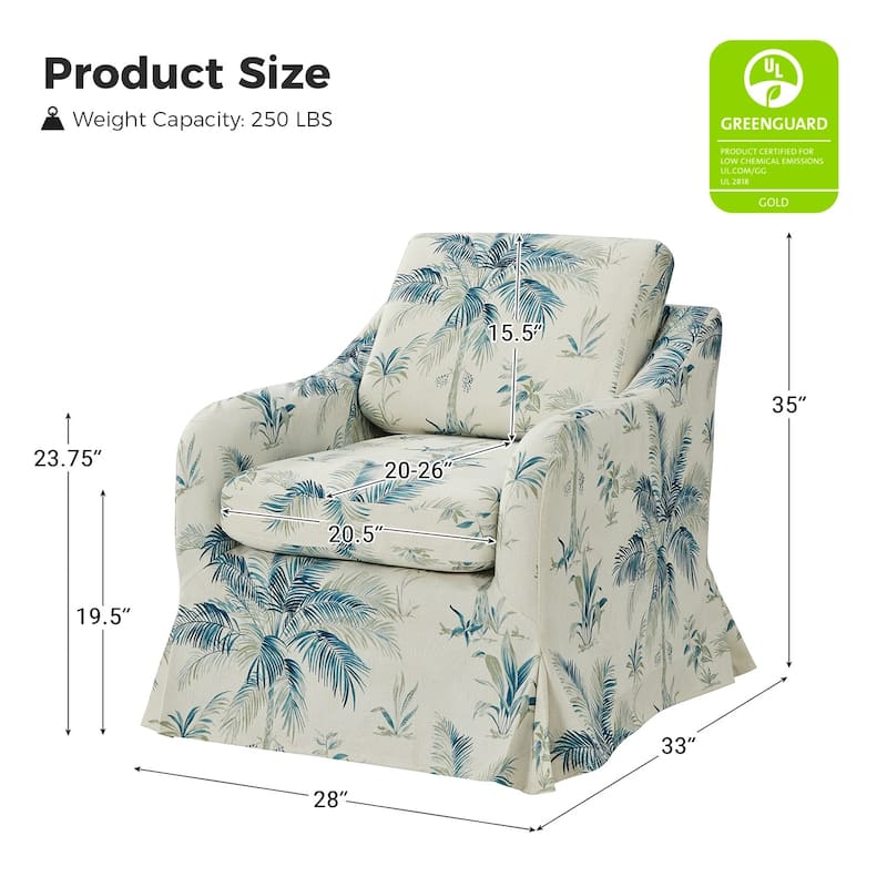 Alois Floral Slipcover Swivel Accent Chair with Removable Cushion by HULALA HOME