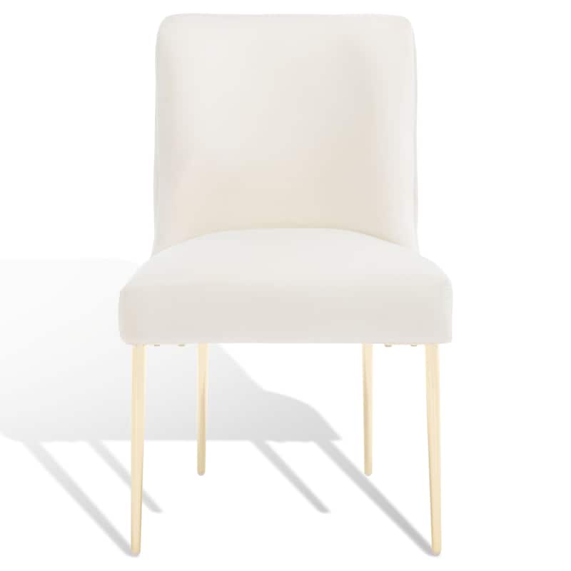 SAFAVIEH Couture Melonie Velvet Accent Chair - Mustard / Brass - 28"x23"x35.3" - 28" W x 23" D x 35" H - 28Wx23Dx35H