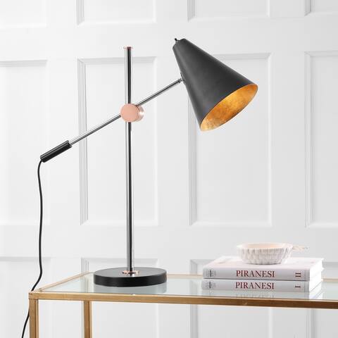 SAFAVIEH Lighting 28-inch Alexus Chrome/ Black Task Table Lamp - 28"x8.5"x28"