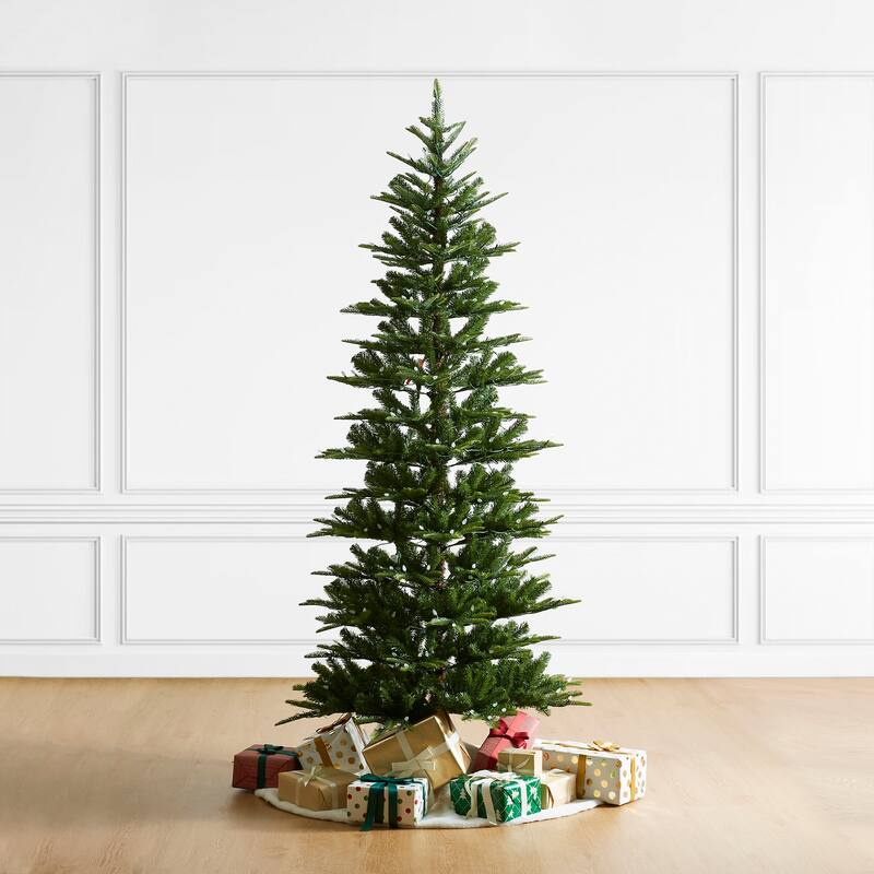 Glitzhome 7.5ft/9ft Pre-Lit Evergreen Slim Fir Artificial Christmas Tree With Strawberry Lights