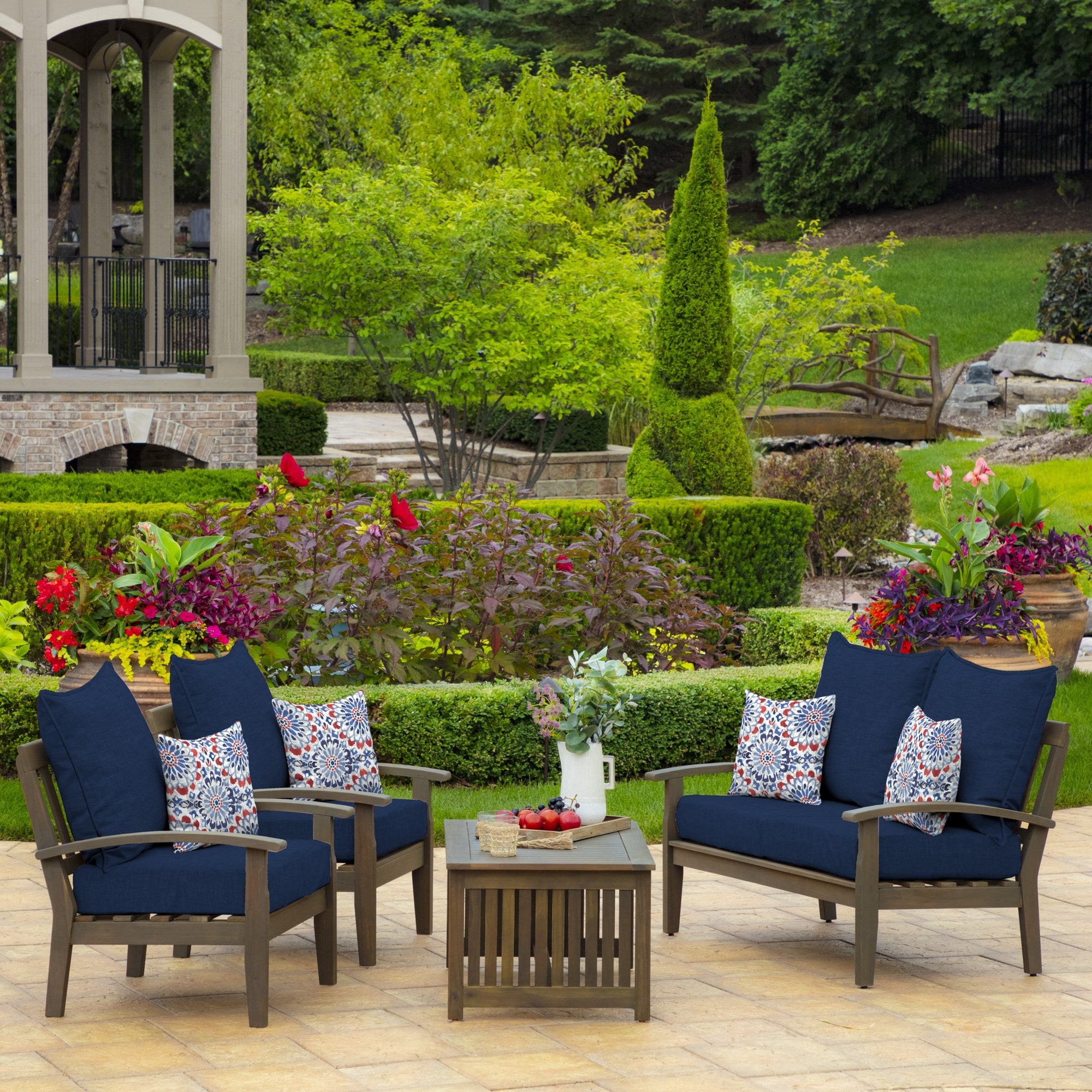 Overstock arden selections sapphire leala texture outdoor deep seat set top