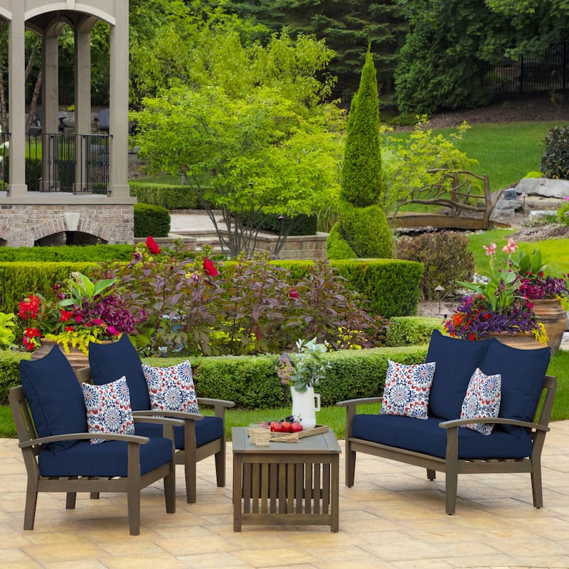 Arden Selections Sapphire Blue Leala Outdoor Deep Seat Cushion Set - 24 W x 24 D in.