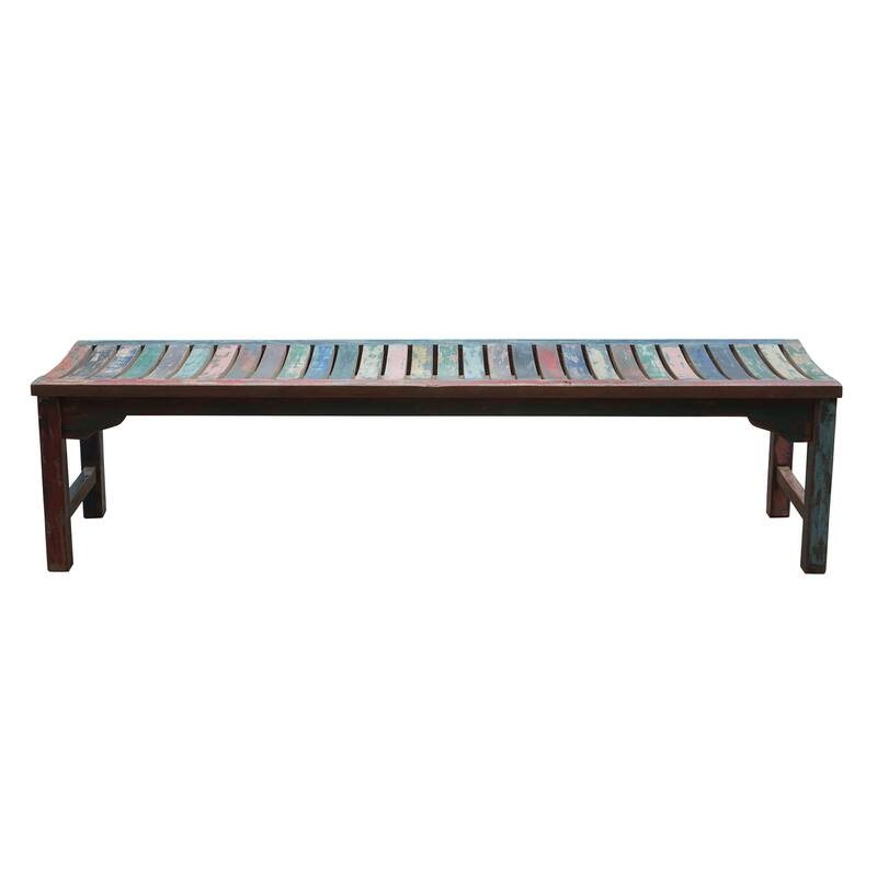 Chic Teak Backless Dining Bench made from Recycled Teak Wood Boats, 6 foot