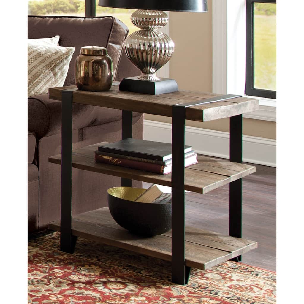 Carbon Loft Kenyon Metal Strap and Reclaimed Wood Multi-tier End Table