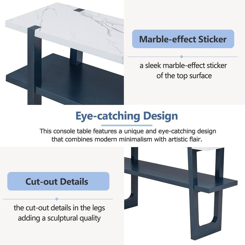 Console Table with Marble-Effect Top - Versatile Storage Solutions