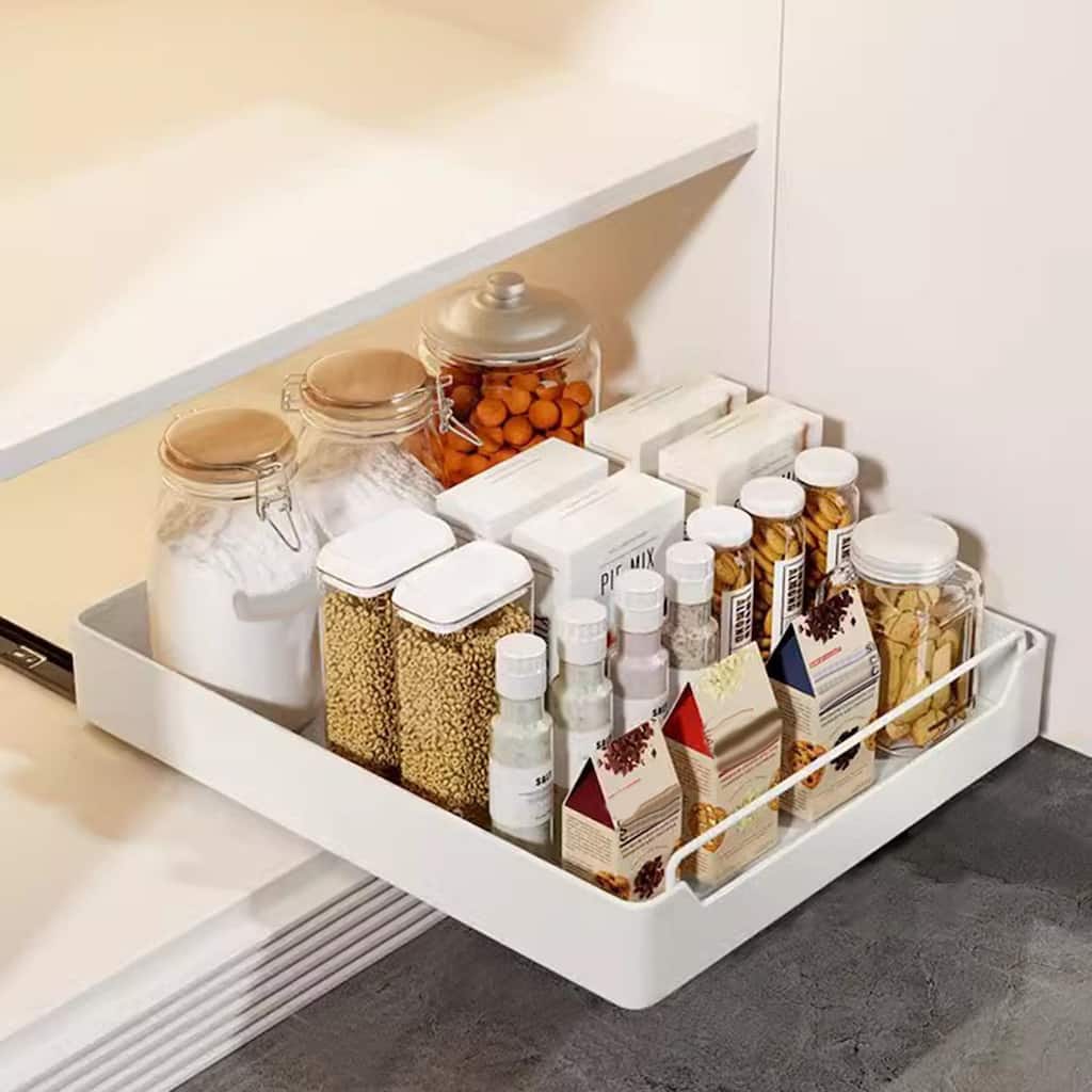 Pull Out Cabinet Organizer Fixed With Damping Guide Noiseless Slide Out Pantry s For Kitchen 12.2"Wx16.9"Dx2.75"H