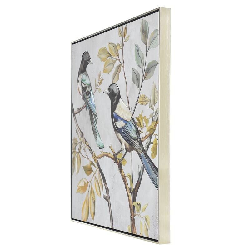 StyleCraft Birdsong I Hand-Embellished Framed Canvas Wall Art - 32" x 32"