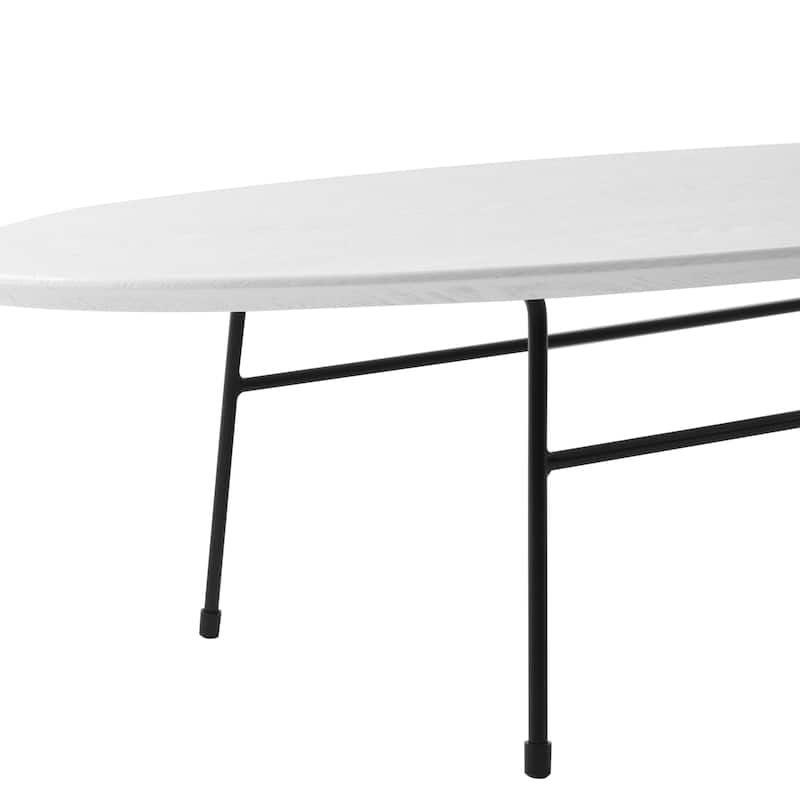 LeisureMod Rossmore Oval Coffee Table Black Powder Coated Steel Frame