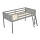 preview thumbnail 12 of 22, Twin Size Wood Low Loft Bed with Convertible Ladder, Sturdy Pine Frame, Full-Length Guardrails, No Box Spring Needed, Grey