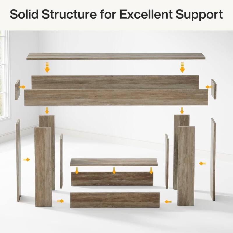 63 Inches Brown and Gray Narrow Long Wood Console Table for Entryway
