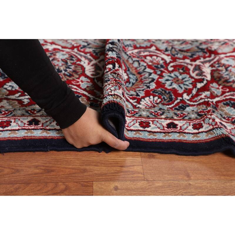 Navy Blue Kashan Turkish Area Rug Machine Made Carpet - 9'5" x 12'9"