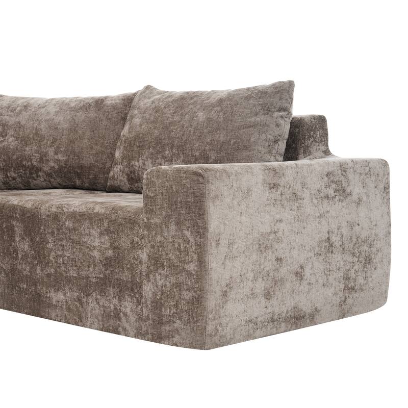 Christopher Knight Home - Cami 140.5" Chenille Upholstered U-shaped Modular Compressed Sectional Sofa with Pillows