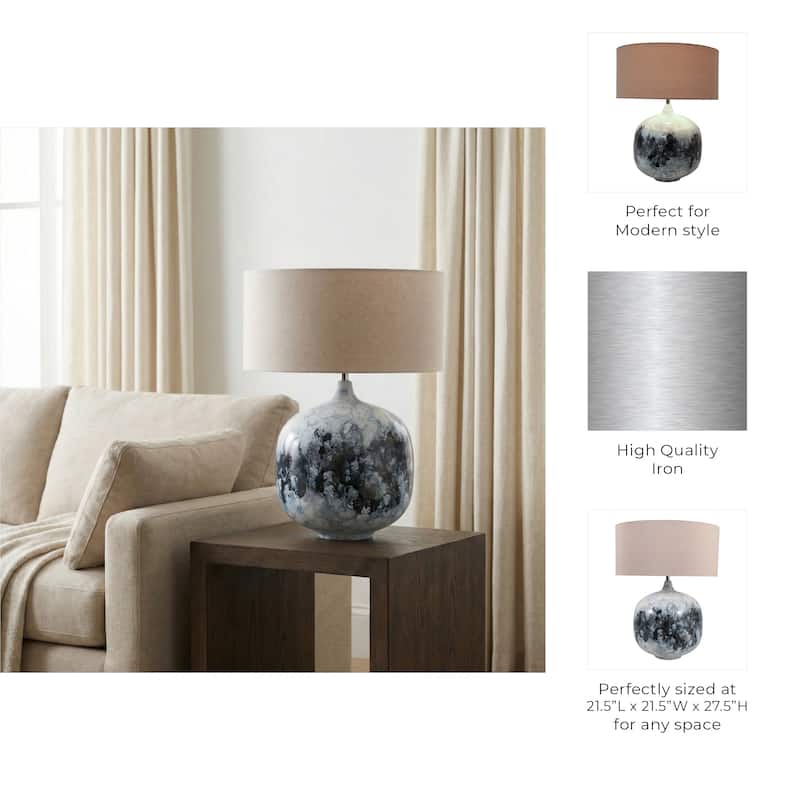 Modern Metal Base Table Lamp with Linen Shade - 28" Multi