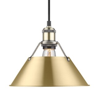 Yep by Golden Lighting Orwell 1-light 10in Pendant in Aged Brass and Brushed Champagne Brass shade - Gold