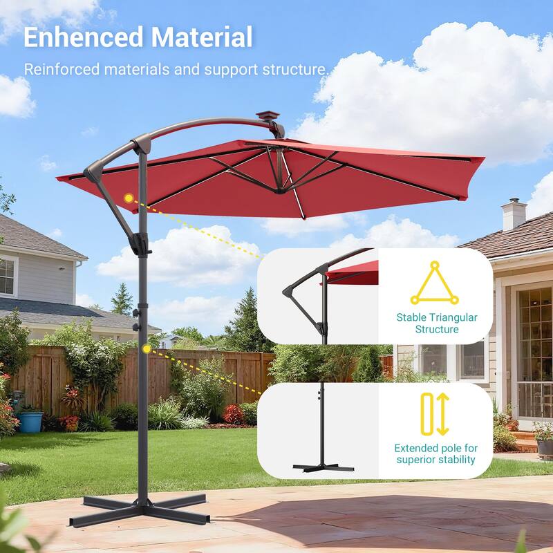Sonkuki Outdoor 10FT LED lighted Patio Offset umbrella for Garden