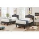 preview thumbnail 8 of 25, VECELO Modern Upholstered Platform Kids Bed with Adjustable Headboard,Twin Size Bed Set of 2 Grey