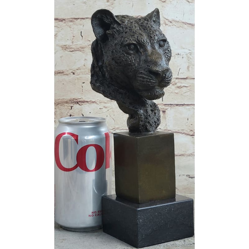 African Cheetah Bronze Bust Sculpture Figurine By Mene Animal Figure Art Marble