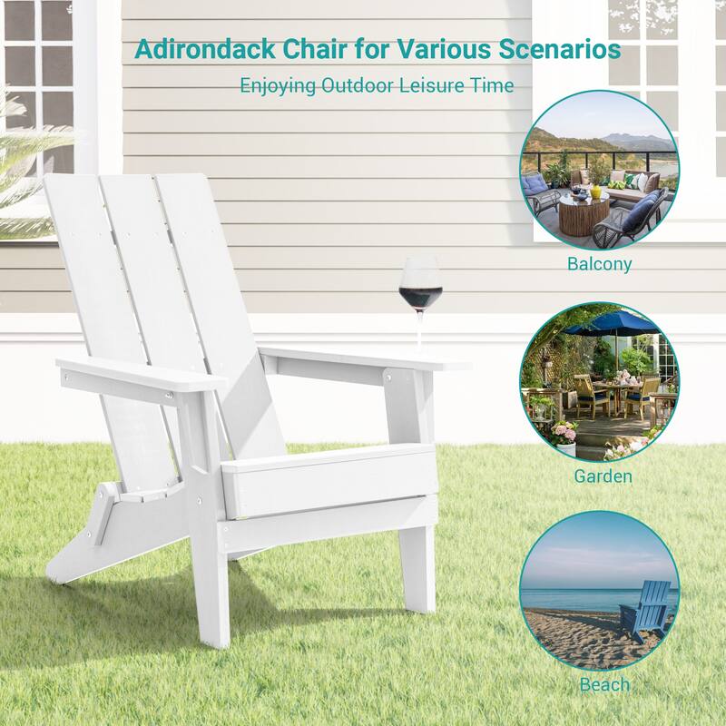 BONOSUKI Patio Folding Adirondack Chair,Waterproof HIPS,Wide Armrests