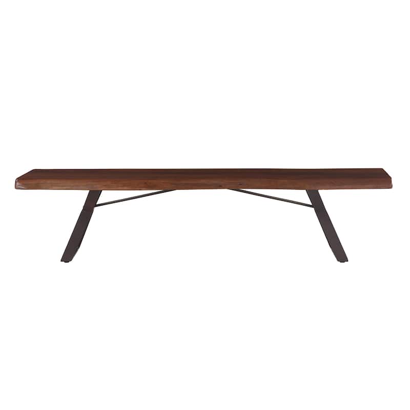 Nottingham 90-Inch Acacia Wood Dining Bench in Walnut Finish