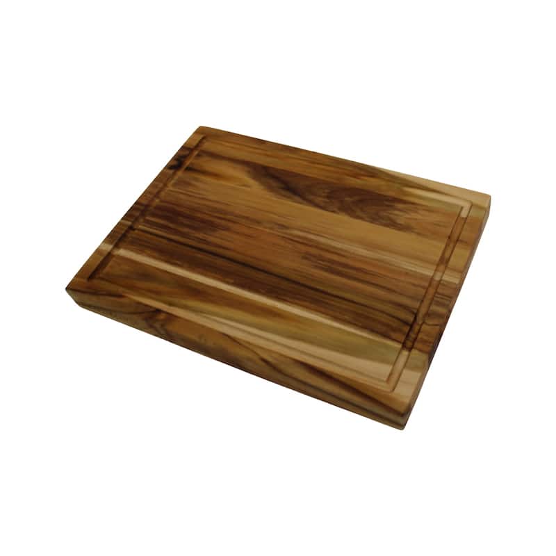 EcoDecors, Teak 14" x 10", Teak Edge Grain Carving Board with a Juice Groove, FSC Certified Compact Wooden Cutting Board