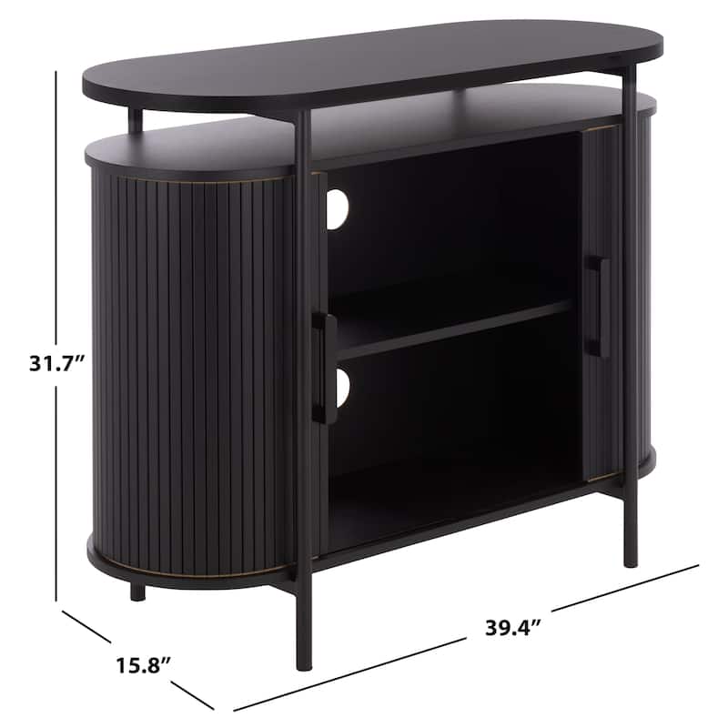 SAFAVIEH Home Etka Tambour Doors Compact Sideboard/TV Stand - 39"W x 16"D x 32"H