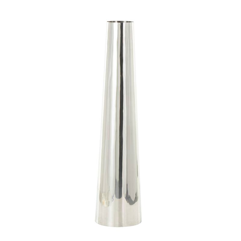 Gold or Silver Stainless Steel Metal Minimalistic Tall Floor Cone Vase