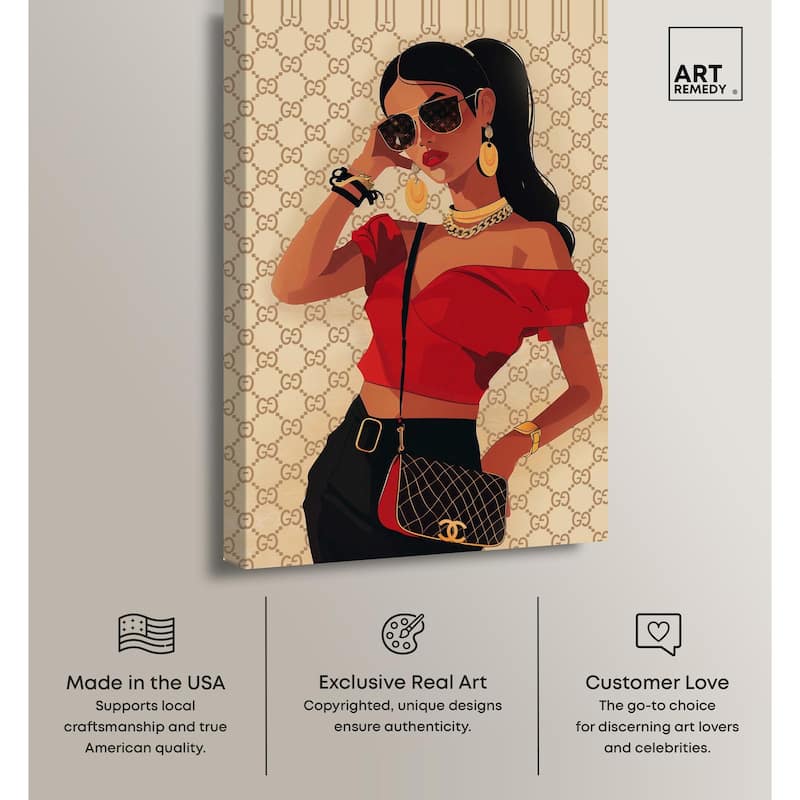 Her Stylish Red Look Canvas by Art Remedy, Gallery Wrapped