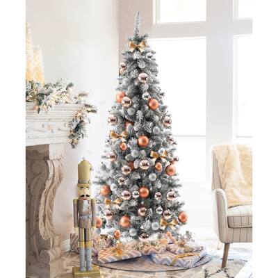 6Ft Artificial Flocked Slim Fir Christmas Tree