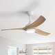 preview thumbnail 65 of 199, 42“/52"/60"/48" Noiseless Walnut Wood Ceiling Fan with Remote Control, Integrated Light Optional 52"White and Beige ABS Blades/With light