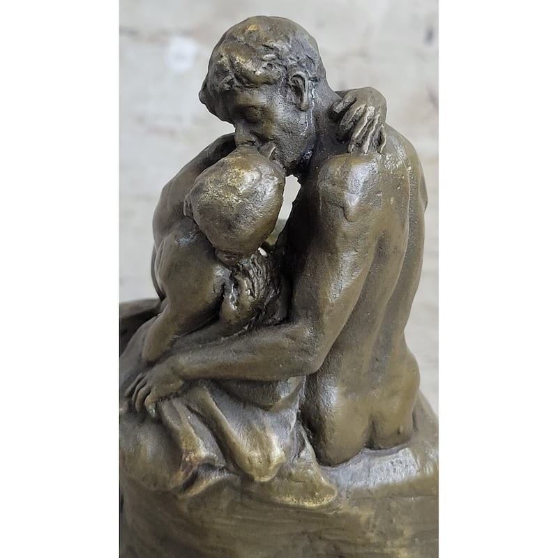 Signed Rodin Kiss Romance Love Lovers Bronze Marble Sculpture Statue Home Decor
