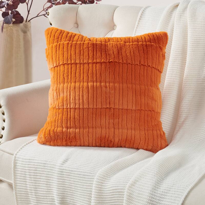 1 Pc Sculpted Stripe FauxFur Pillow Shell Decorative Cushion Cover