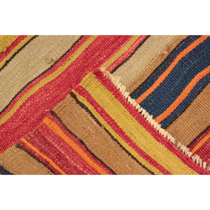 Hand Woven Oriental 100% Wool Carpet Southwestern Tribal Multi-Colored Kilim Area Rug - 7' 1'' X 5' 5''