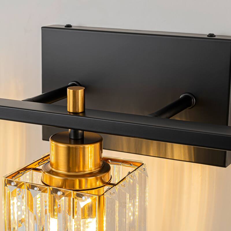 Modern Dimmable Glam Crystal Black Gold Bathroom Vanity Lights