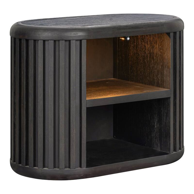 Furniture of America Caelan I Modern 6-Piece Black Solid Wood Fluted Panel Bedroom Set with Motion Light