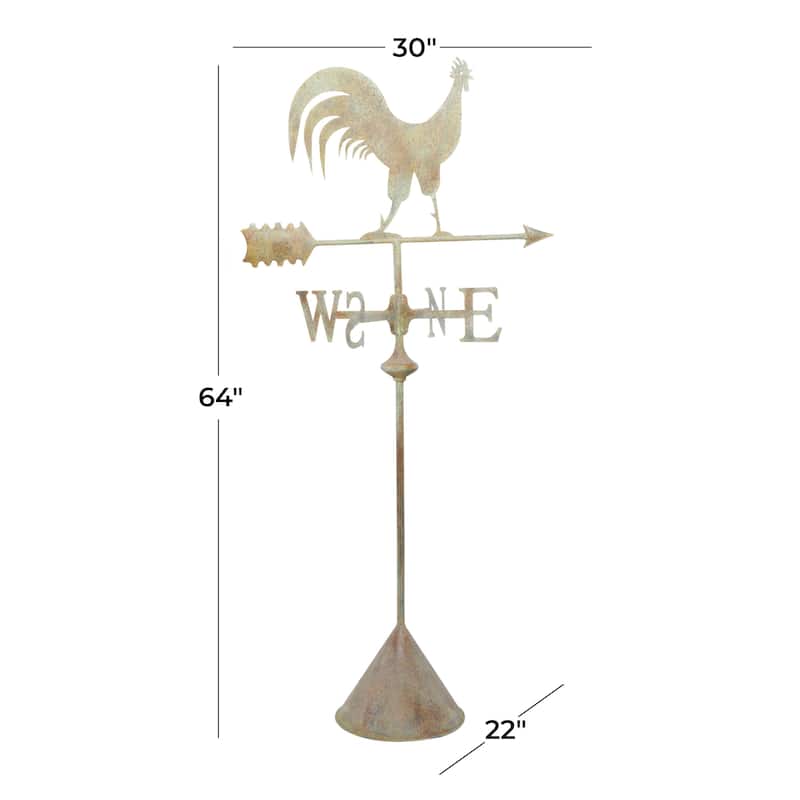 Metal Rooster Indoor Outdoor Weather Vane Garden Sculpture - White - Roche River Decor