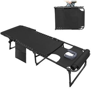 Homall Foldable with Facehole, Lounge Coffee Chair 12 Inch High 5-Position Adjustable Patio Lounge Chair Beach Pool Coffee Chair