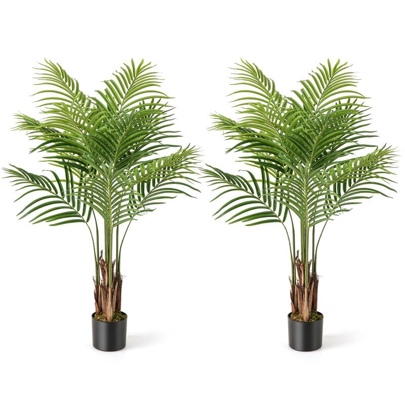 Gymax 4.2 FT Tall Artificial Palm Paradise Plant 2 Pack Large Fake - Green