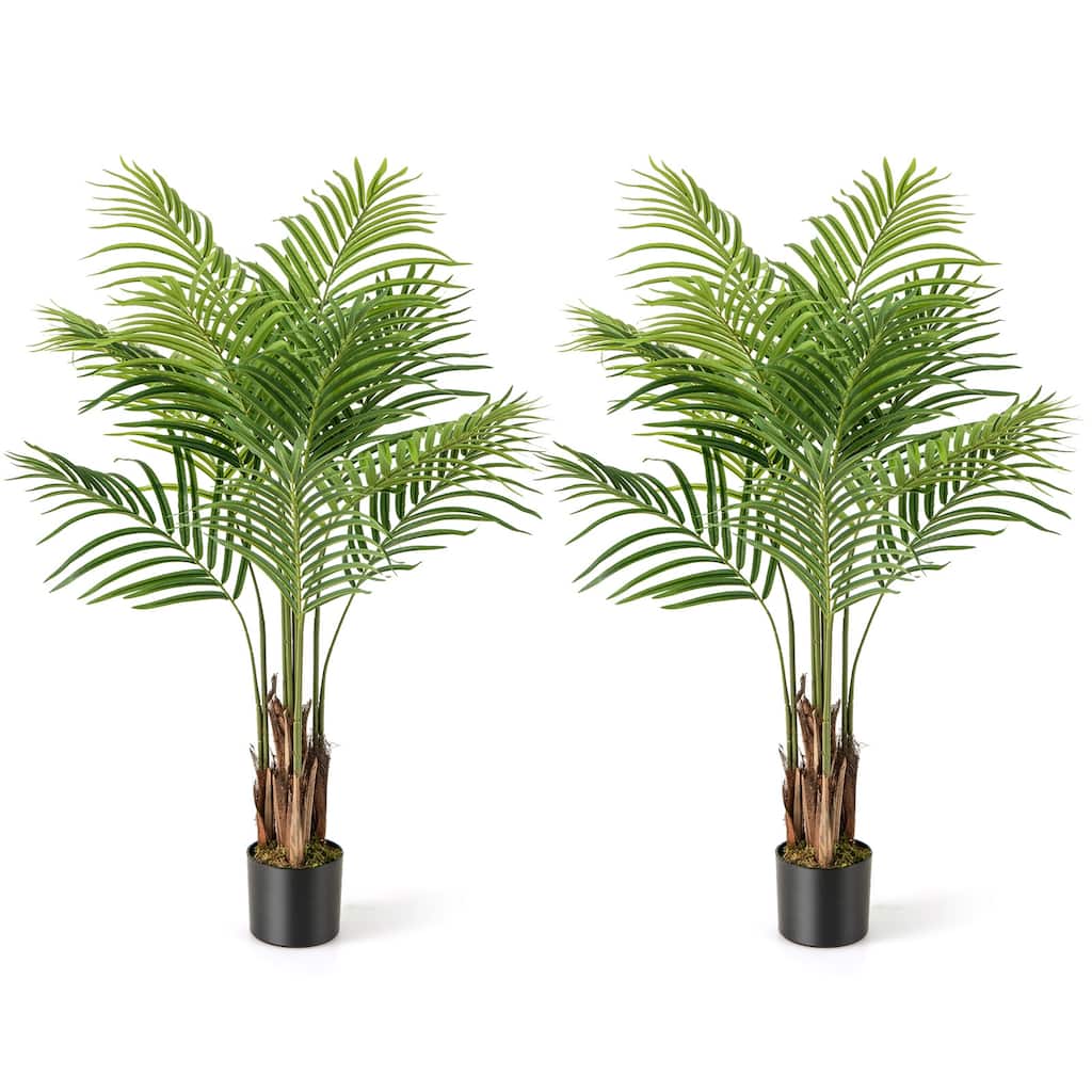 Gymax 4.2 FT Tall Artificial Palm Paradise Plant 2 Pack Large Fake