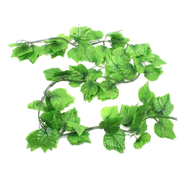 Unique Bargains 5 Pcs 2M Long Green Artificial Leaf Plant Festival Room Wall Hang Ornament Vine
